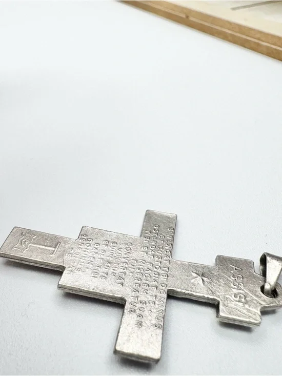 Vintage San Damiano Cross Blessings of St. Francis of Assisi Silver Toned - Picture 8 of 11